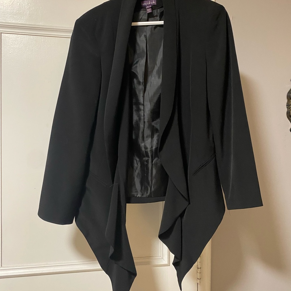Long Tall Sally Black Waterfall Blazer